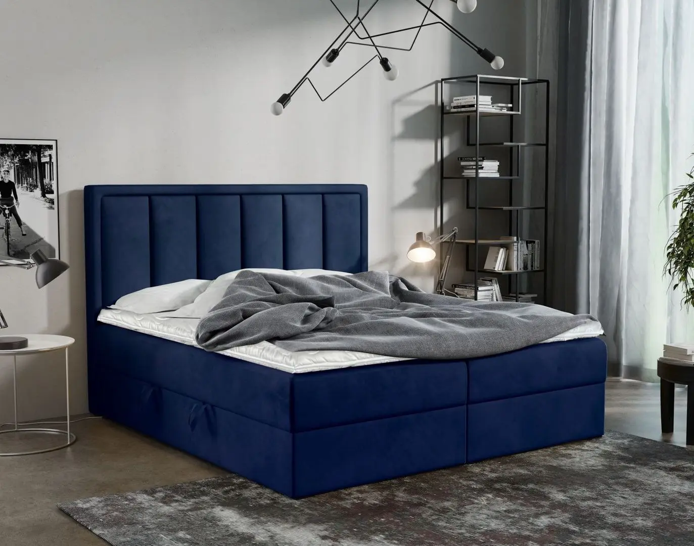 Континентальная кровать Prime Furniture Voxi 160x200 cm Kronos 9 (Blue)