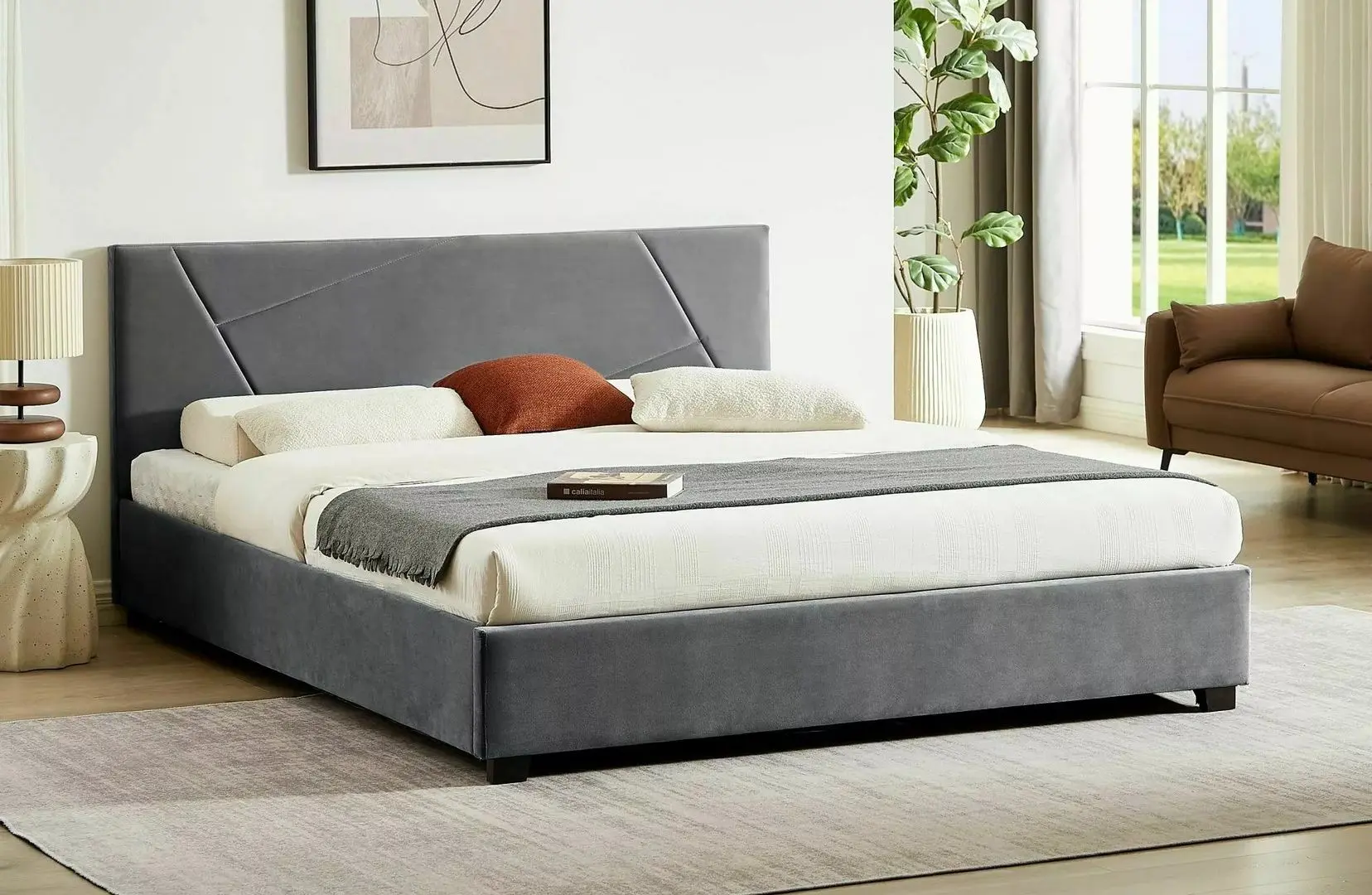 Pat Signal Columbia Velvet cu mecanism de ridicare 160x200 (Grey)