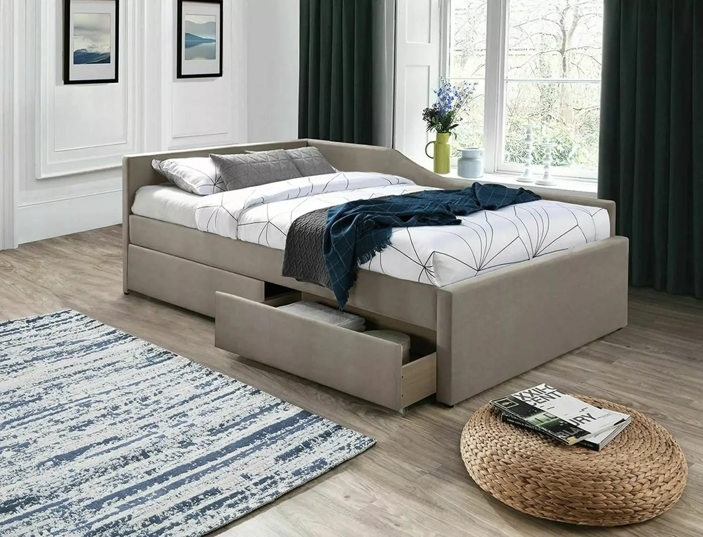 Кровать Signal Eliot Velvet 120x200 (Dark Beige) - 3