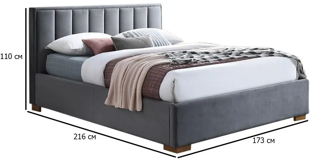 Pat Signal Marani Bluvel 14 cu mecanism de ridicare 160x200 (Grey) - 2