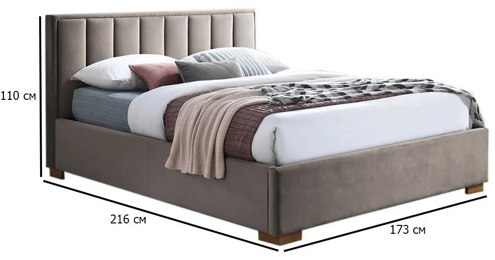 Pat Signal Marani Bluvel 40 cu mecanism de ridicare 160x200 (Dark Beige) - 2