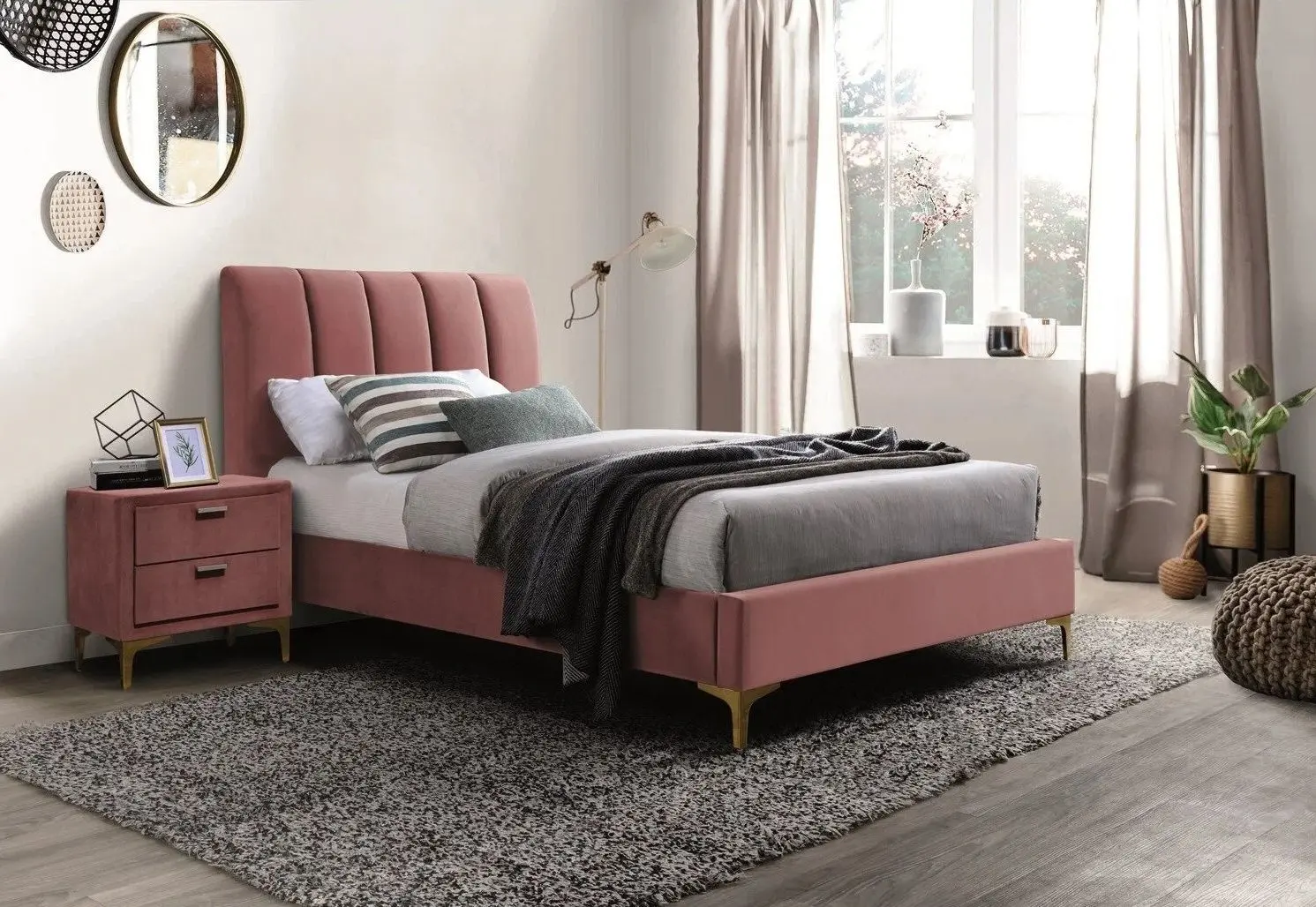 Pat Signal Mirage Velvet 90x200 (Antique Rose/Gold)