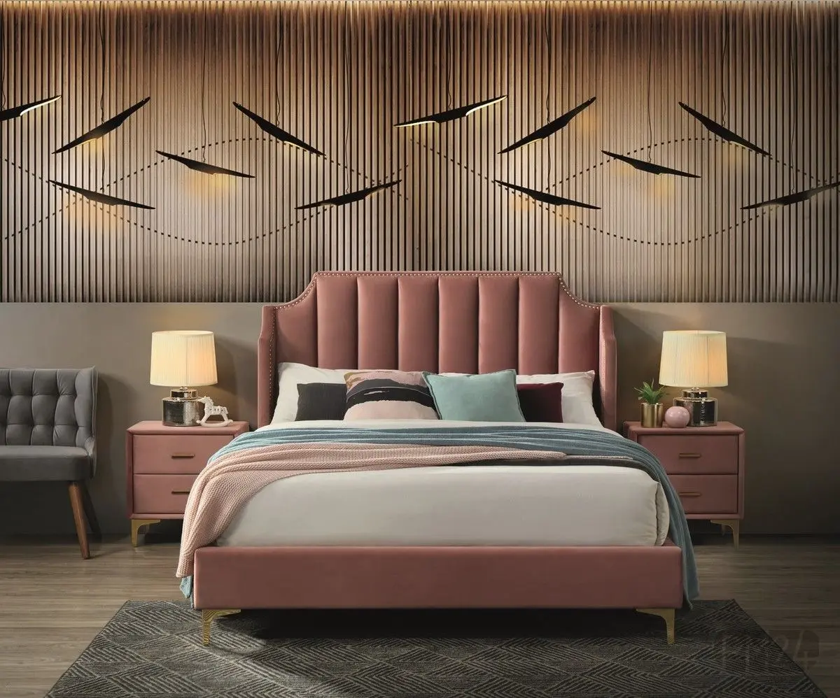 Кровать Signal Monako Velvet 160x200 (Antique Rose/Gold) - 3