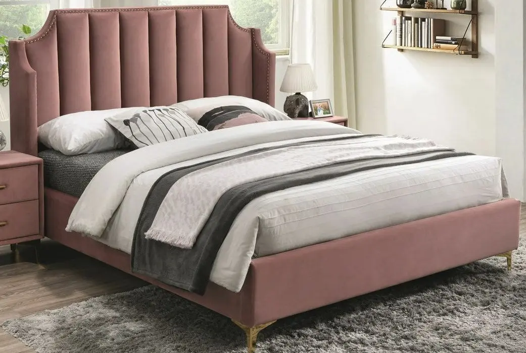 Кровать Signal Monako Velvet 160x200 (Antique Rose/Gold)