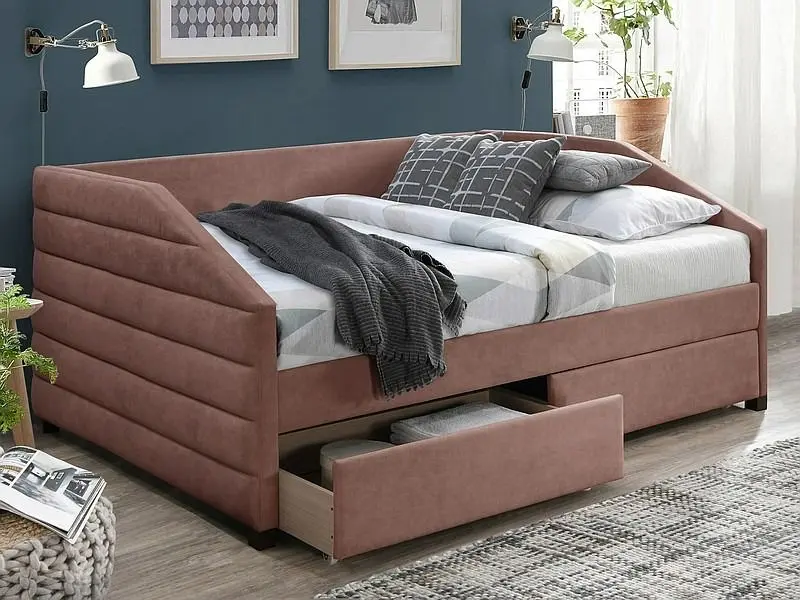 Кровать Signal Nadia Velvet 120x200 (Antique Rose) - 2