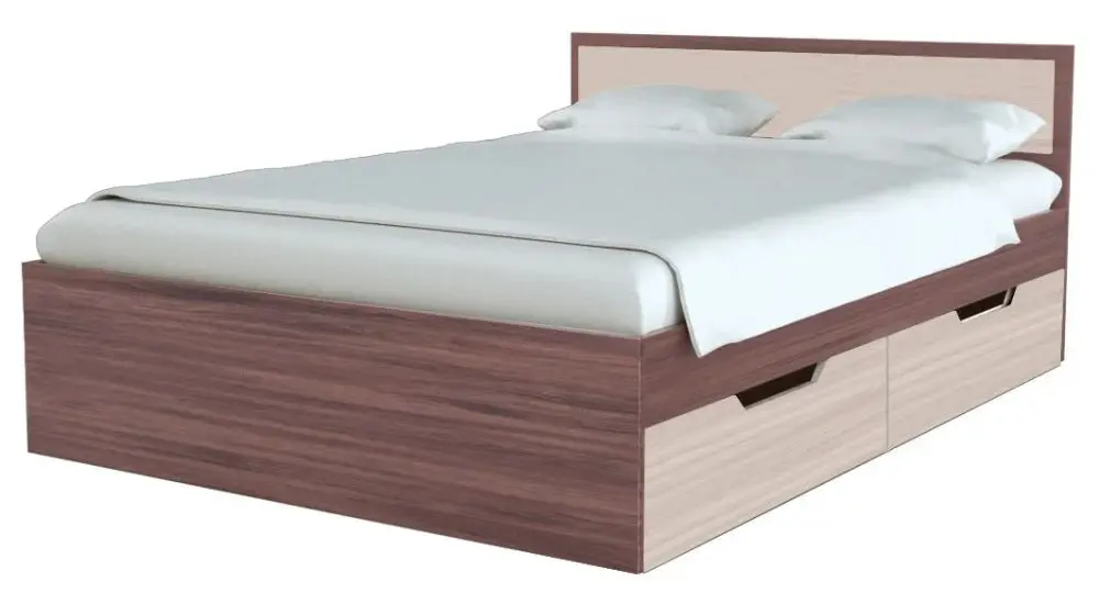 Кровать Стендмебель Гармония КР 605 140x200 Ясень Шимо Светлый/Ясень Шимо Темный (с ящиками)