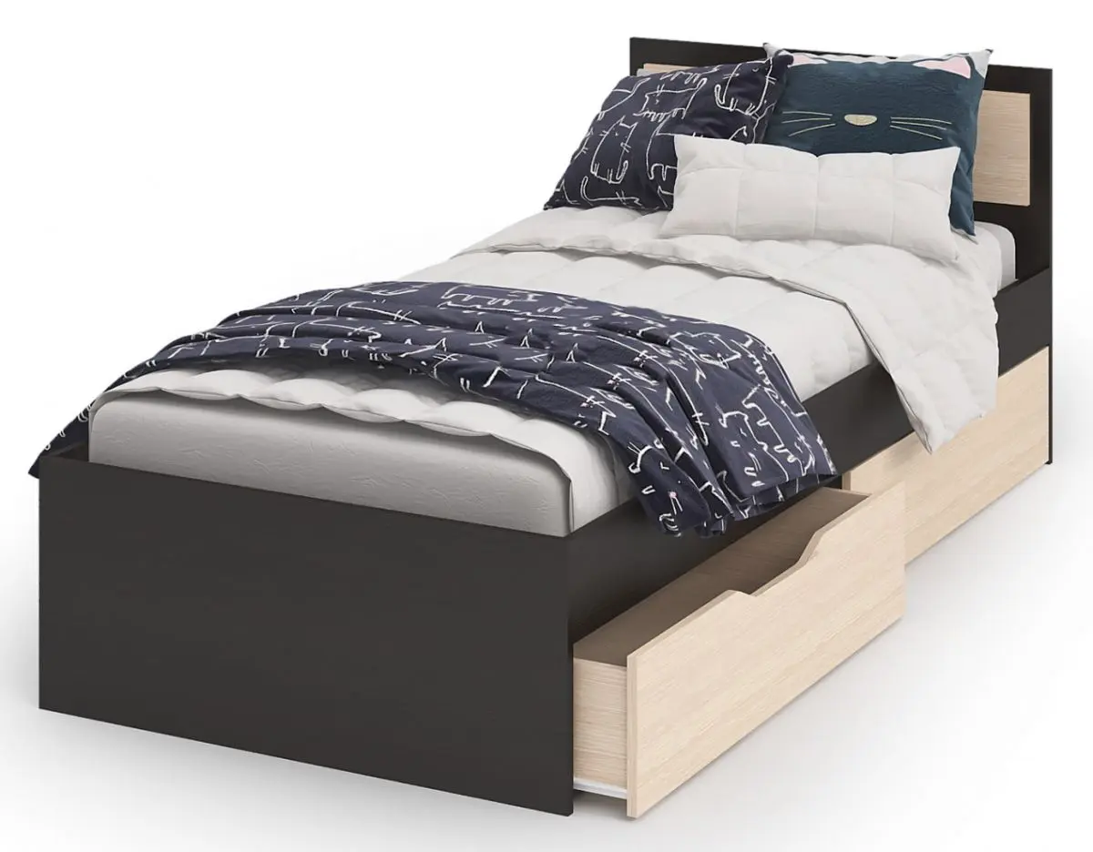 Pat Стендмебель Garmoniya КР 608 90x200 Belfort Oak/Wenge (cu sertare)