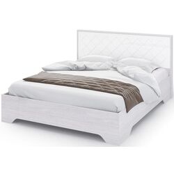 Кровать Стендмебель Сальма КР 024 160x200 Дуб Анкор Светлый/Белый Глянец (ламельное основание)