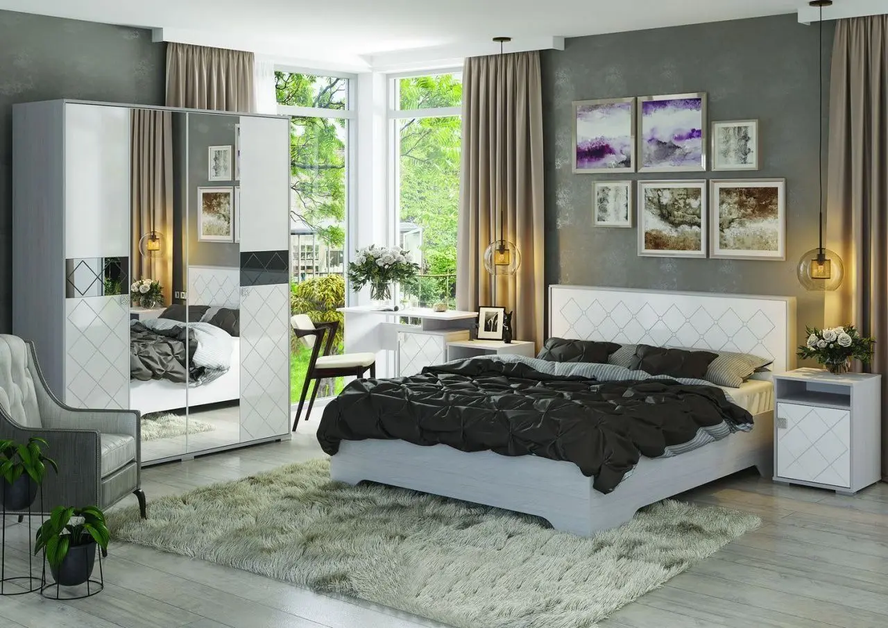 Pat Стендмебель Salma КР 026 160x200 Oak Anchor Light/White Gloss (cu mec. de ridicare) - 4