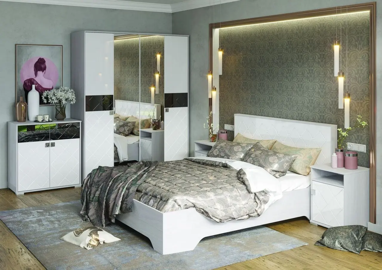 Pat Стендмебель Salma КР 026 160x200 Oak Anchor Light/White Gloss (cu mec. de ridicare) - 5