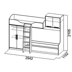 Pat supraetajat SV-Mebel Garvard 80x200 cu imprimare foto (Hickory Dark/White) Thumb