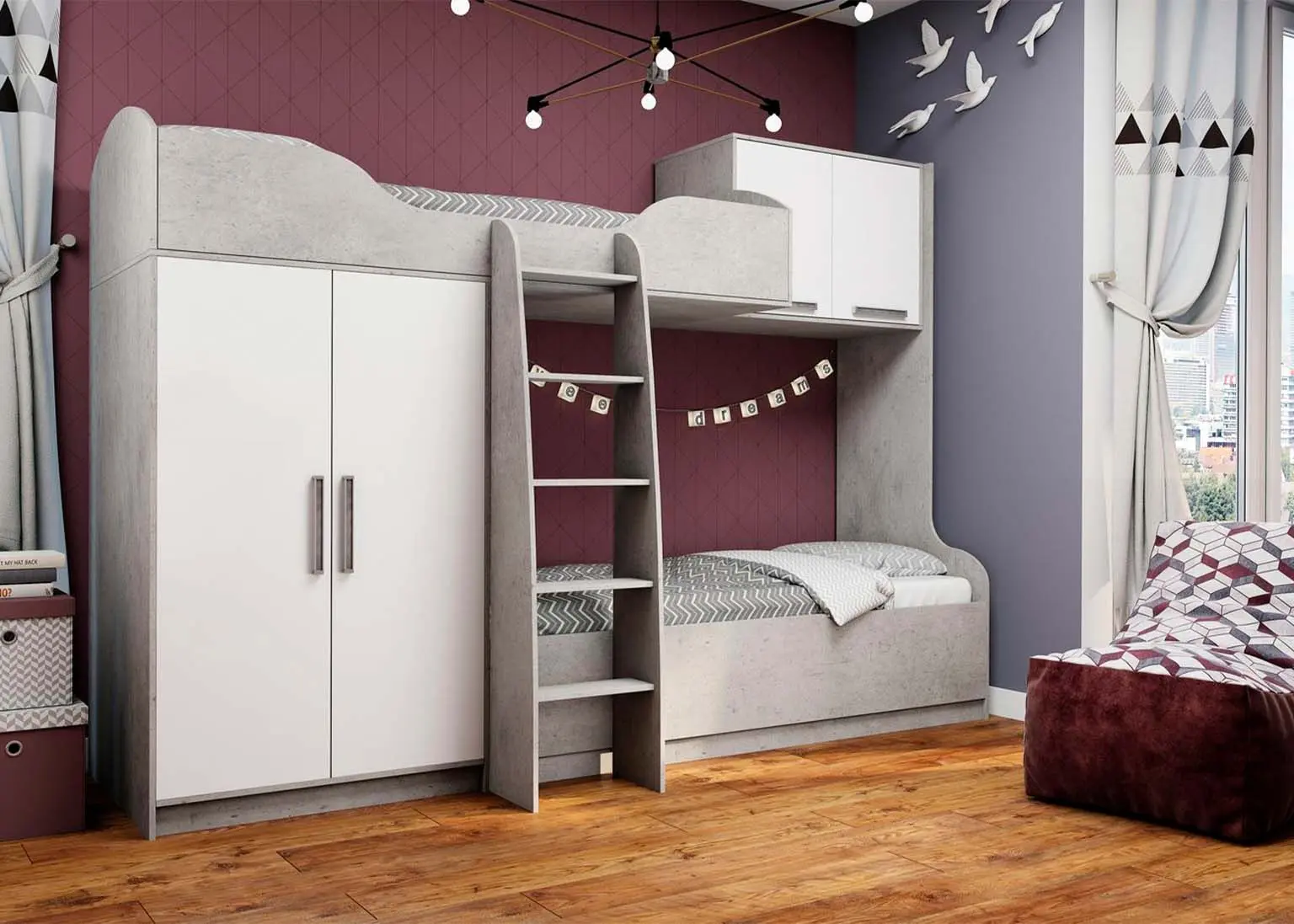 Pat suprapus SV-Mebel Grey 80x200 (Cement Light/White) - 3