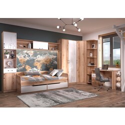 Pat-canapea cu sertare SV-Mebel Rio 1 90x200 (Delano Oak/White) Thumb
