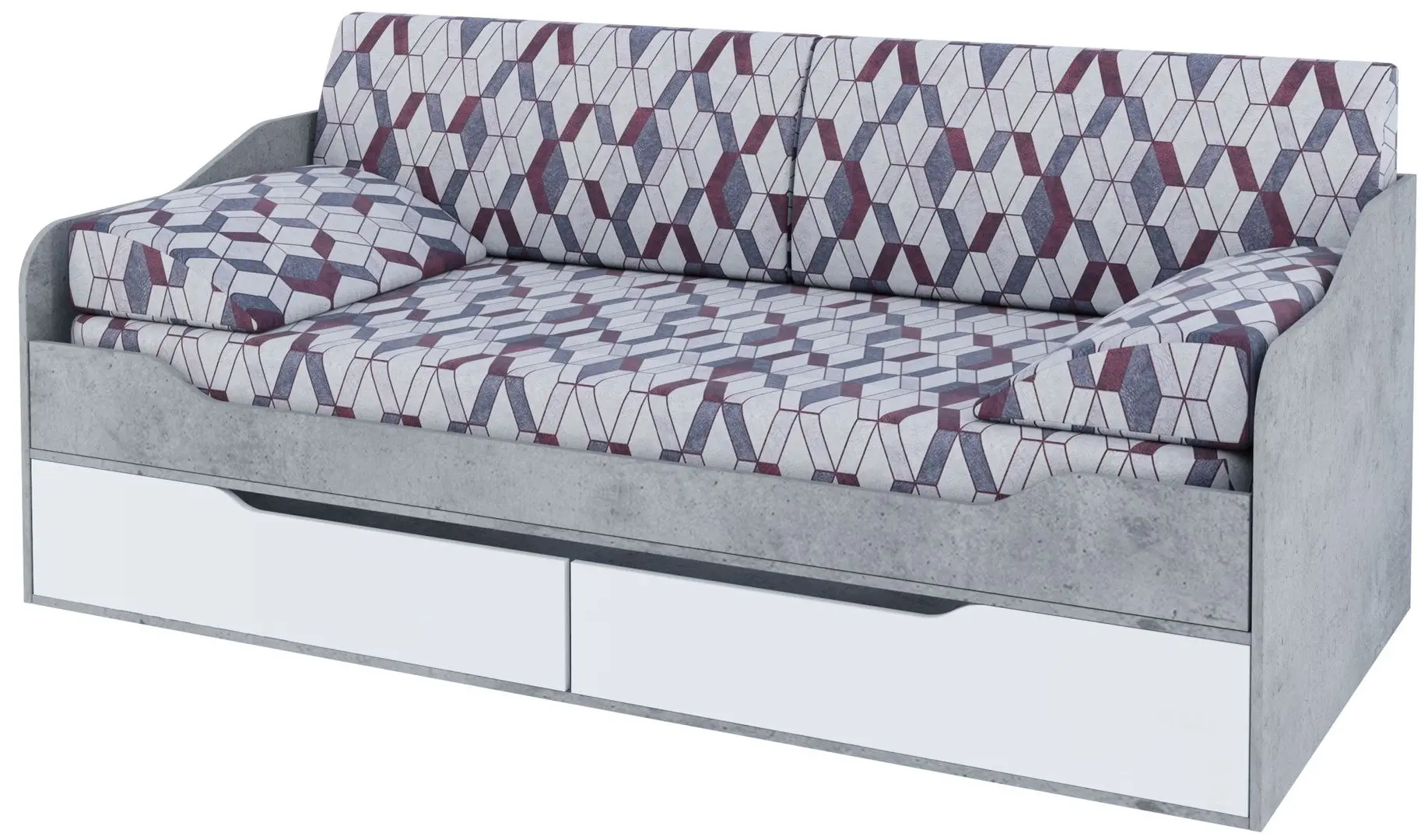 Pat cu sertare SV-mebel Grey 90x200 (Cement Light/White)