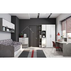 Pat cu sertare SV-mebel Grey 90x200 (Cement Light/White) Thumb