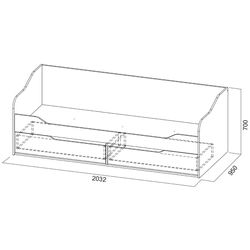 Pat cu sertare SV-mebel Grey 90x200 (Cement Light/White) Thumb