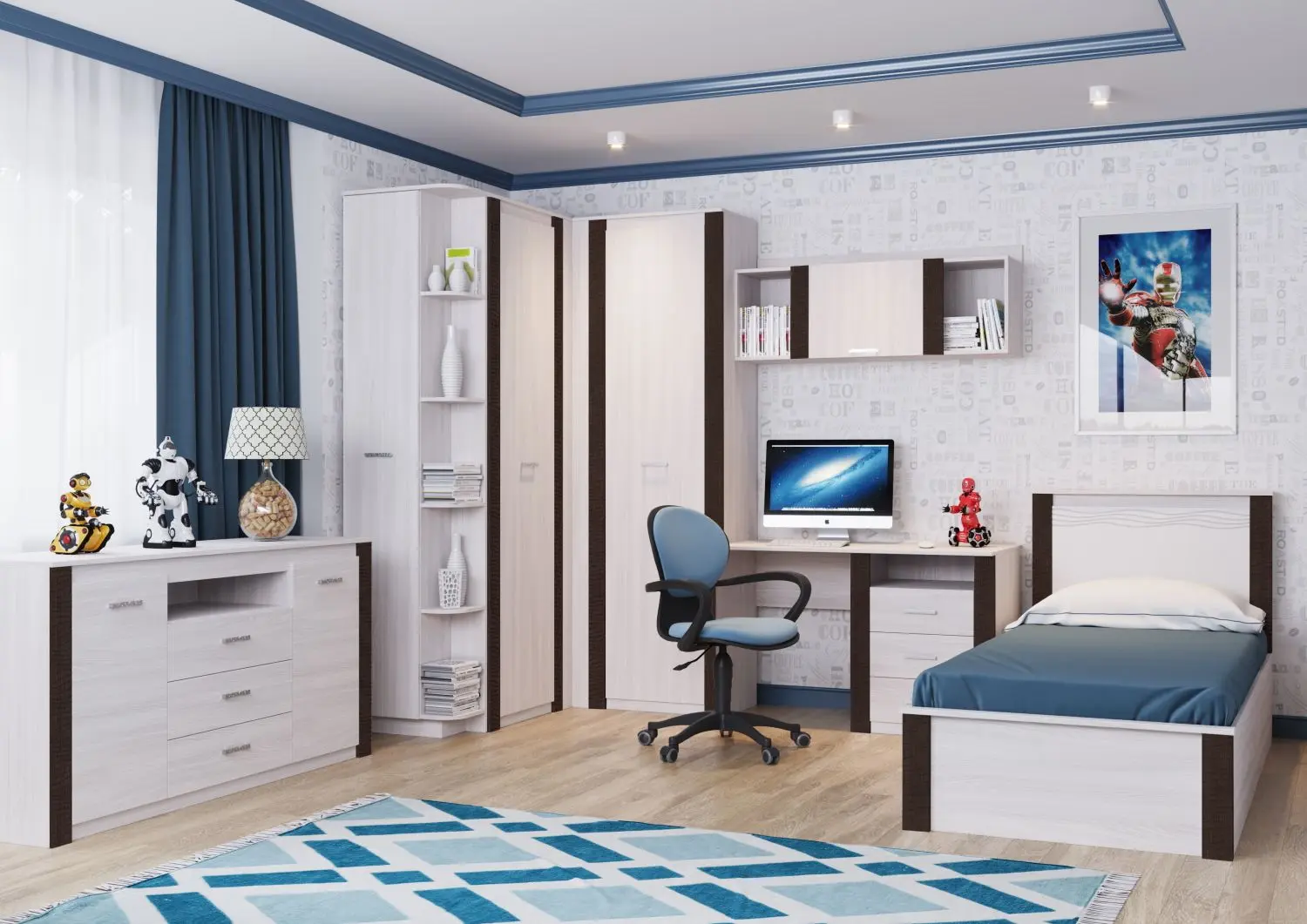 Pat SV-Mebel Gamma 20 90x200 (Ash Anchor Light/Wenge)