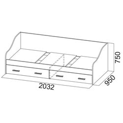 Pat SV-mebel Gorod 90х200 Ash Shimo Dark/Ash Shimo Light (cu sertare) Thumb