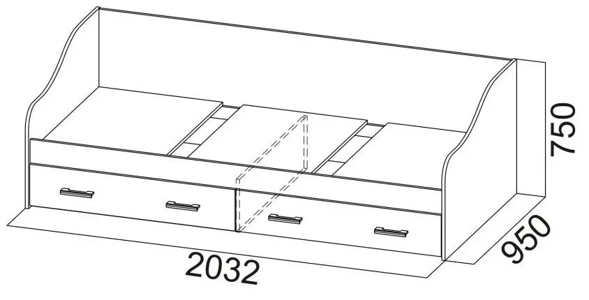 Pat SV-mebel Gorod 90х200 Ash Shimo Dark/Ash Shimo Light (cu sertare) - 4
