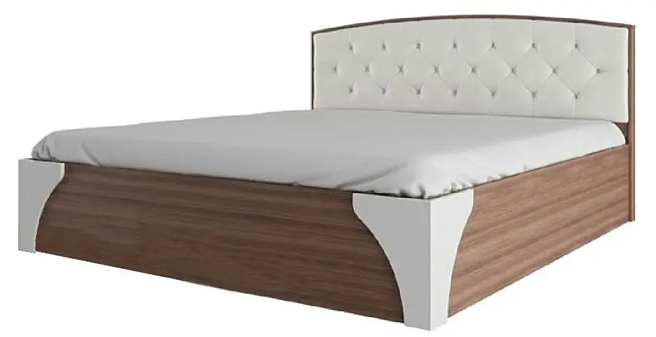 Кровать SV-mebel Лагуна 7 160х200 Ясень Шимо Темный/Жемчуг (с пуговицами)