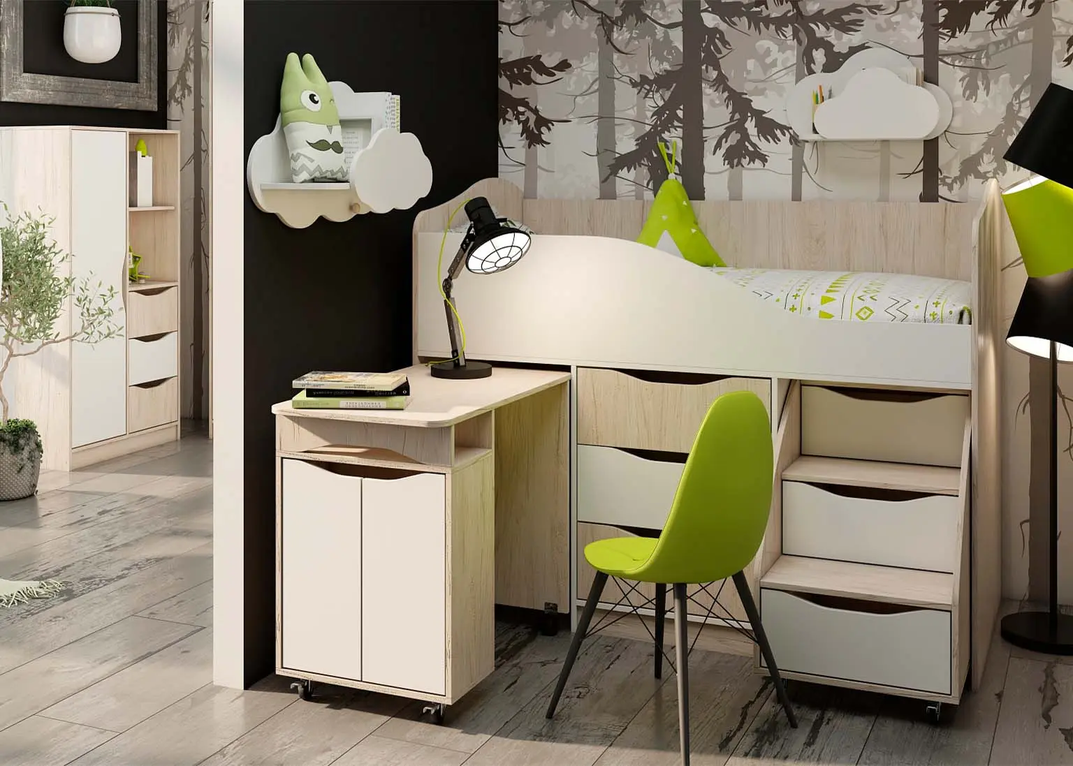 Pat-transformer SV-Mebel Mindal 80x190 (Hickory Light/White) - 3