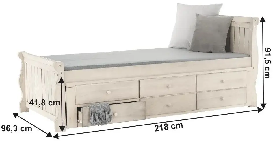 Pat extensibil Tempo Kondela Antiko 90x200 (Antique White)