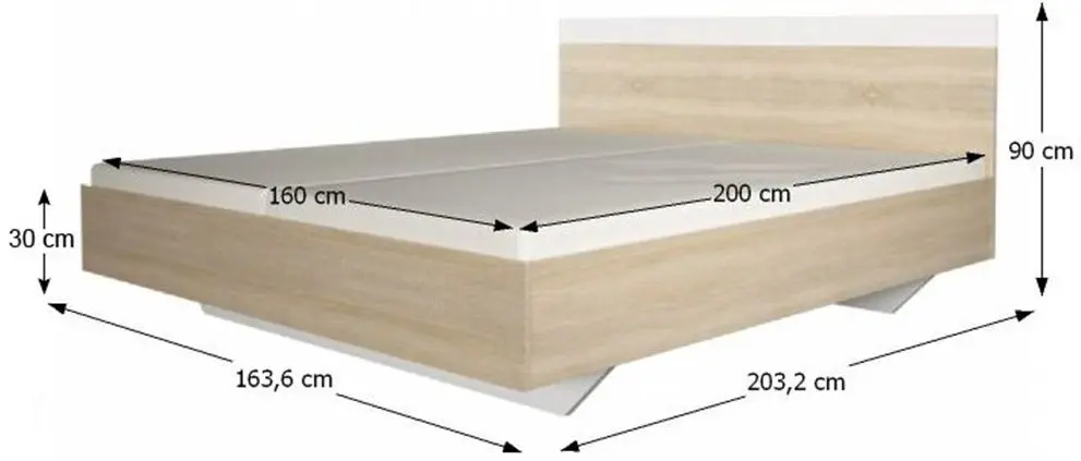 Pat Tempo Kondela Gabriela 160x200 (Sonoma Oak/White) - 2