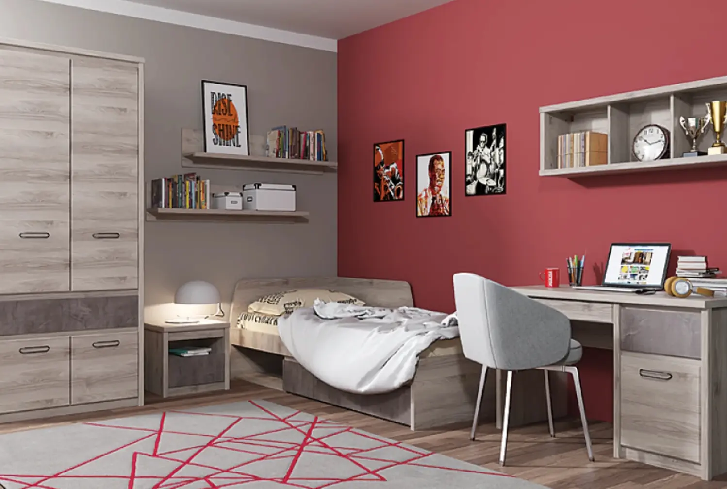 Кровать Tempo Kondela Jesi New 90x200 (Nairobi Chestnut/Onyx) - 4