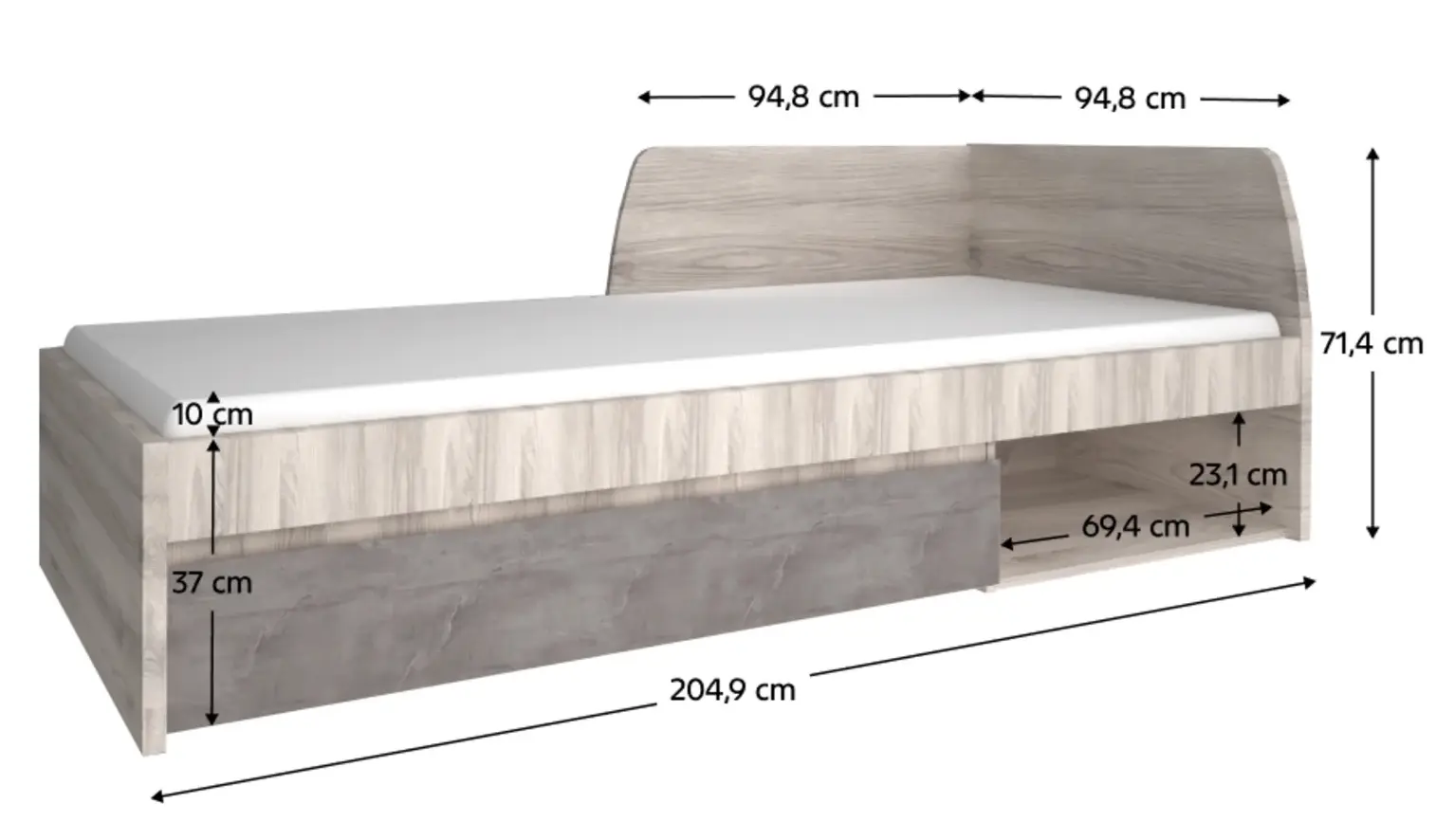 Кровать Tempo Kondela Jesi New 90x200 (Nairobi Chestnut/Onyx) - 5