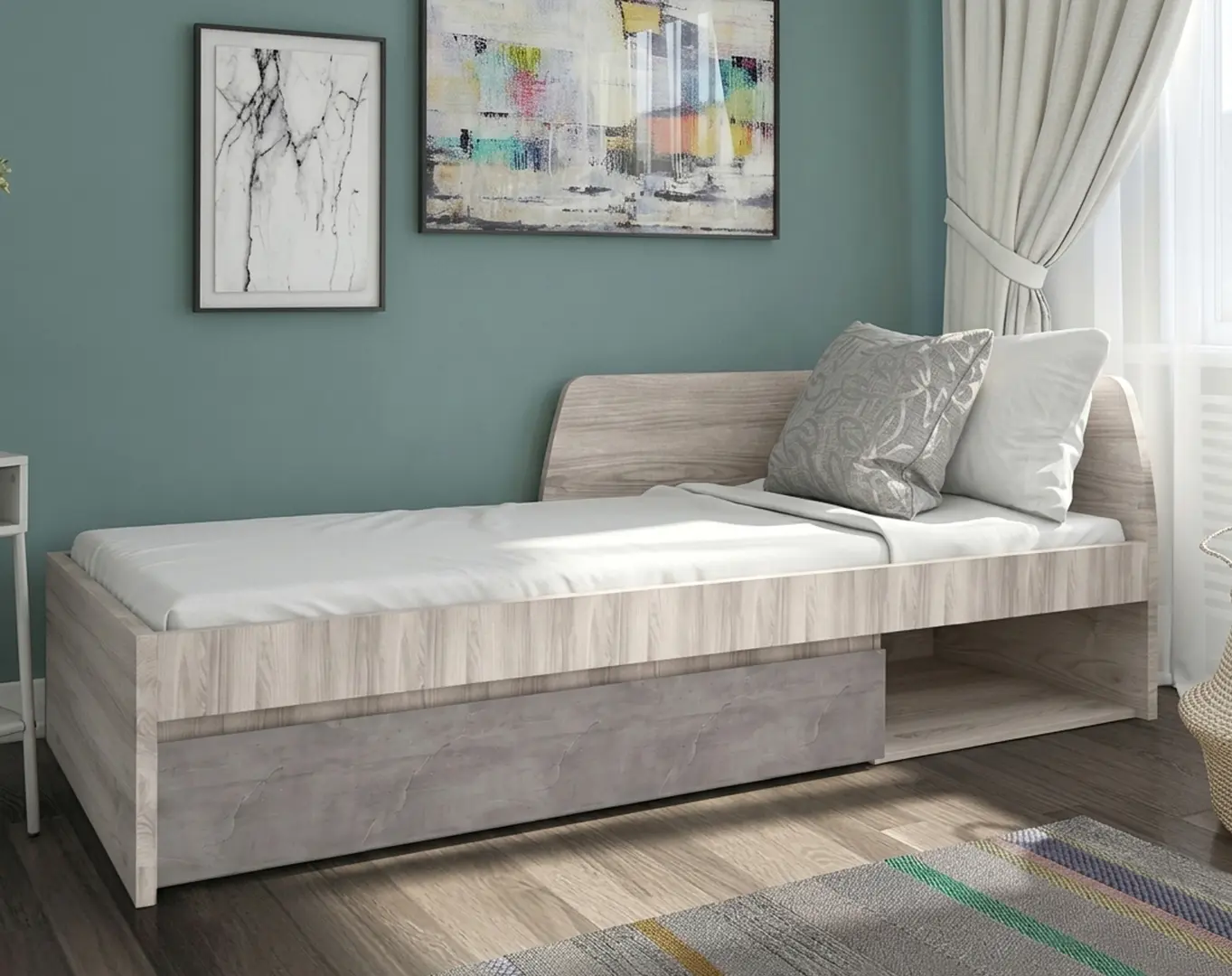 Кровать Tempo Kondela Jesi New 90x200 (Nairobi Chestnut/Onyx)