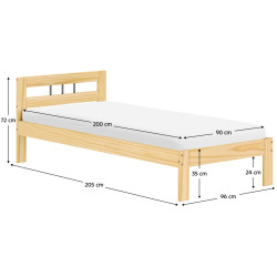 Кровать Tempo Kondela Jona New 90x200 (Natural) Thumb
