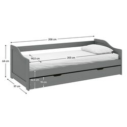 Pat Tempo Kondela Laura New cu pat retractabil 90x200 (Gray) Thumb