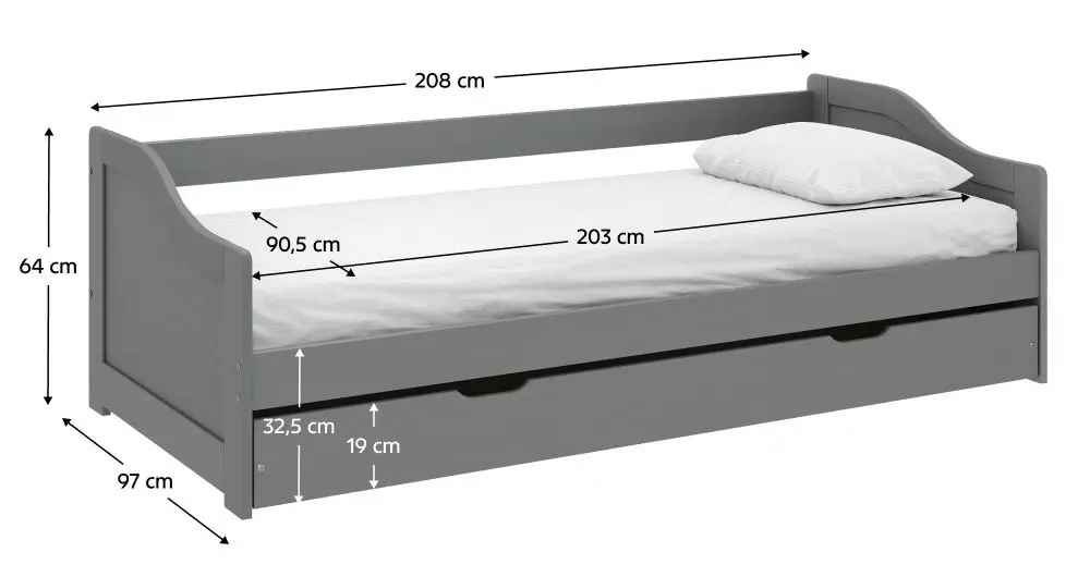 Pat Tempo Kondela Laura New cu pat retractabil 90x200 (Gray)