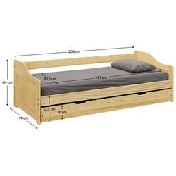 Кровать Tempo Kondela Laura New с выдвижной кроватью 90x200 (Natural) Thumb