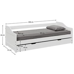 Pat Tempo Kondela Laura cu pat retractabil 90x200 (White) Thumb