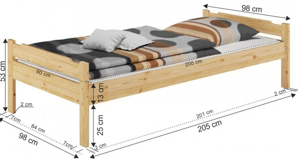 Кровать Tempo Kondela Livio 90x200 (Natural) - 2