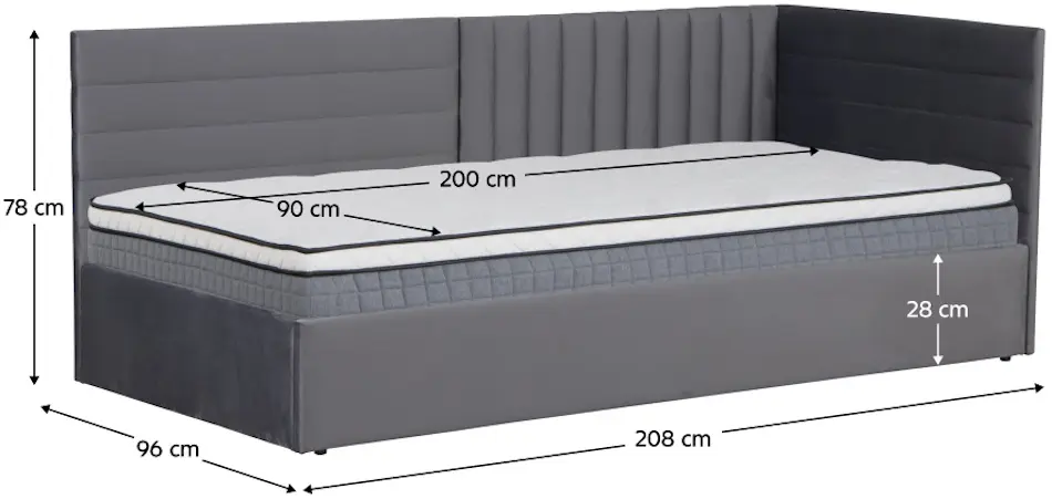 Pat Tempo Kondela Mevia 90x200 (Grey) - 8