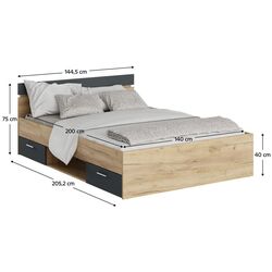 Pat Tempo Kondela Michigan 140x200 (Artisan Oak/Graphite) Thumb