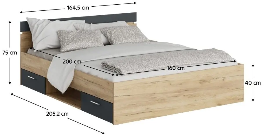 Pat Tempo Kondela Michigan 160x200 (Artisan Oak/Graphite)