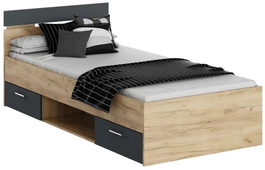 Кровать Tempo Kondela Michigan 90x200 (Artisan Oak/Graphite)