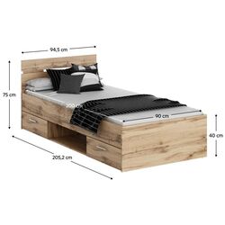 Кровать Tempo Kondela Michigan 90x200 (Wotan Oak) Thumb