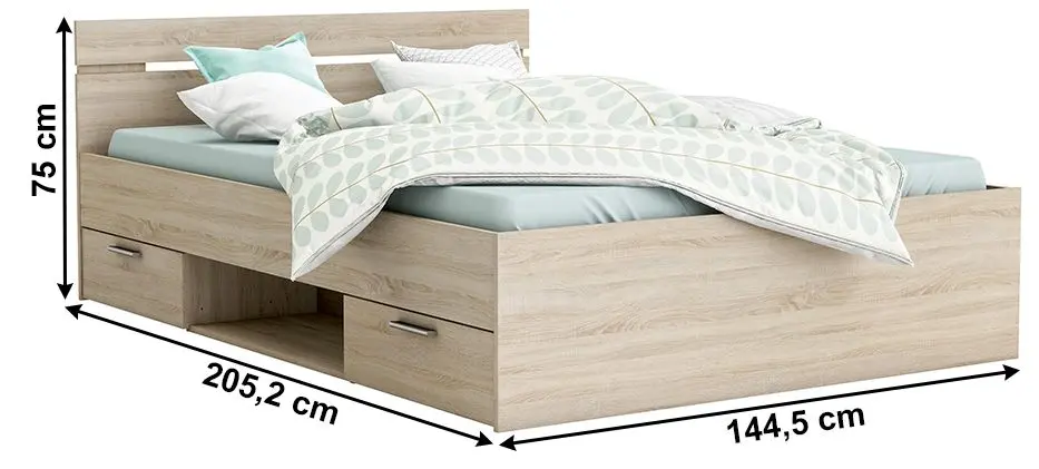 Кровать Tempo Kondela Michigan New 140x200 (Sonoma Oak)