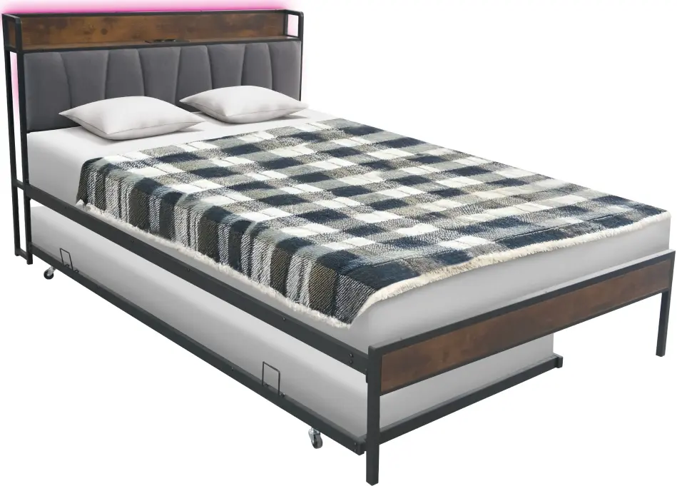 Кровать Tempo Kondela Nordo 140x200 (Black/Grey) - 2