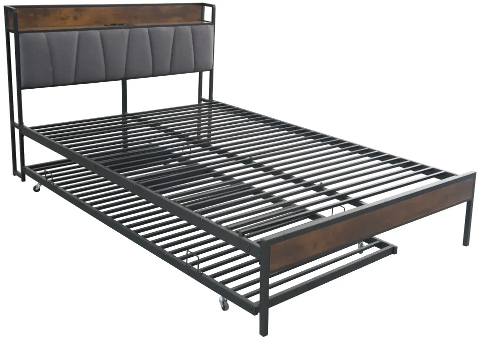 Кровать Tempo Kondela Nordo 140x200 (Black/Grey) - 7