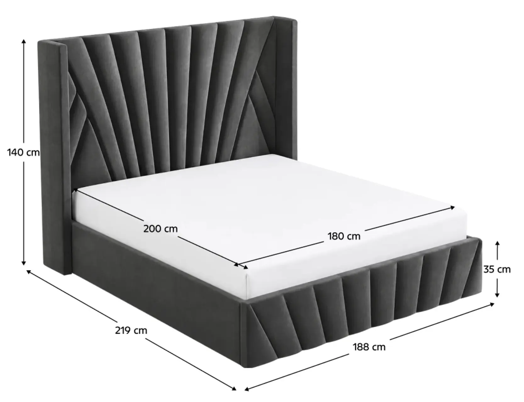 Кровать Tempo Kondela Penelope 180x200 (Dark Grey) - 9