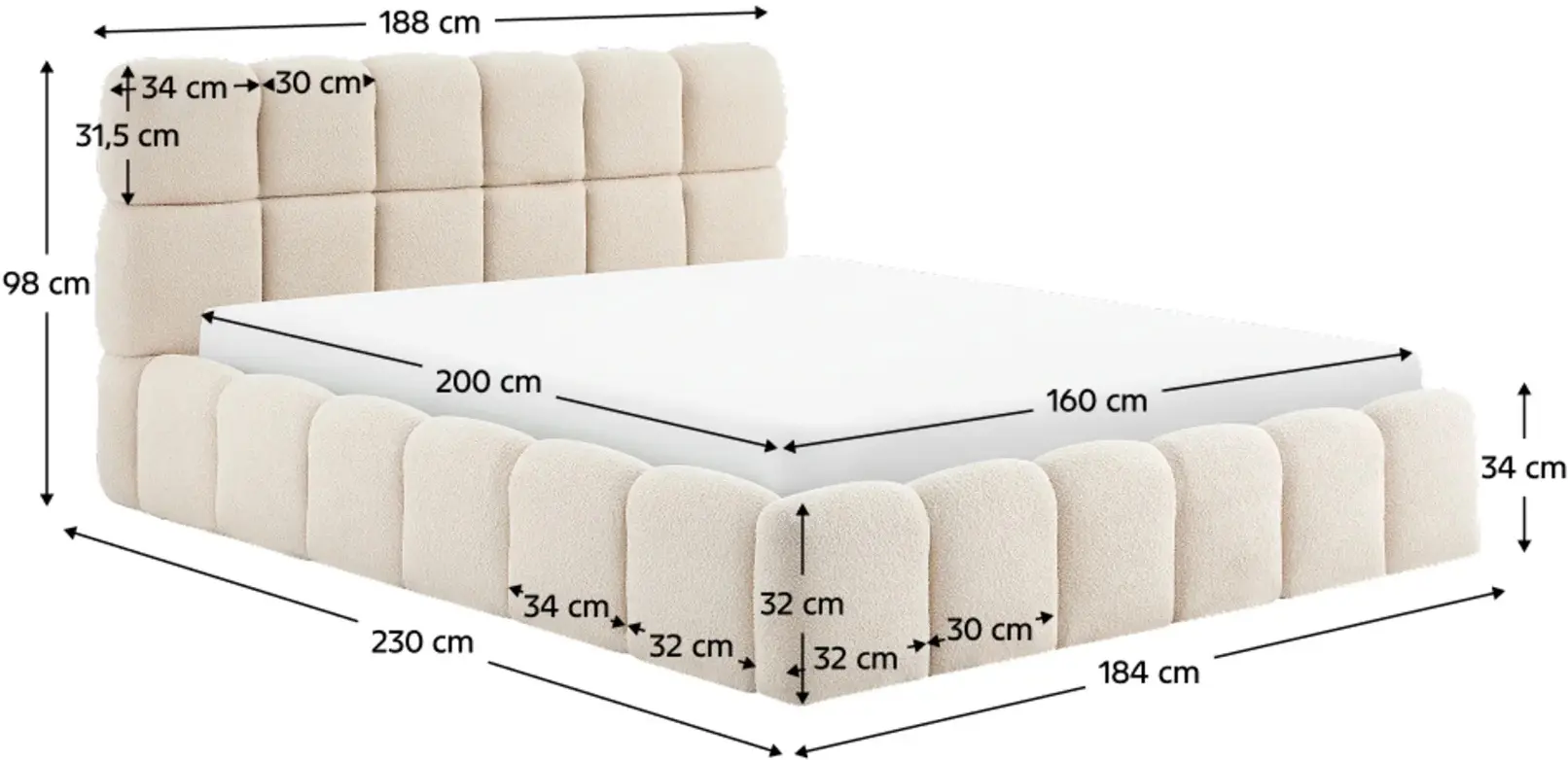 Pat Tempo Kondela Sorela mecanism de ridicare 160x200 (Beige) - 6