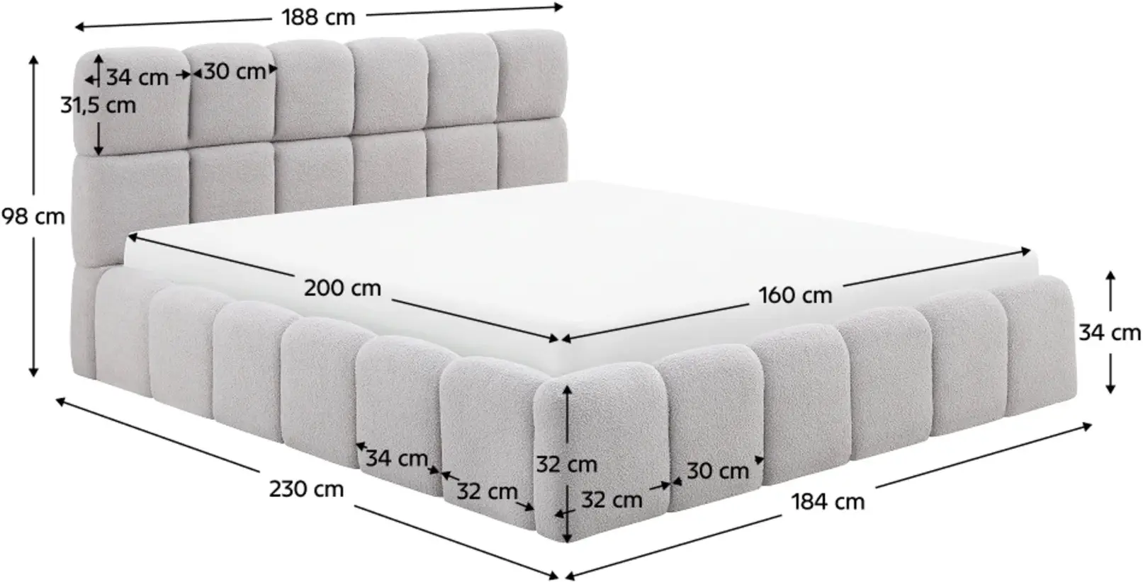 Кровать Tempo Kondela Sorela подъемный механизм 160x200 (Grey) - 6