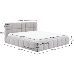 Кровать Tempo Kondela Sorela подъемный механизм 180x200 (Grey) Thumb