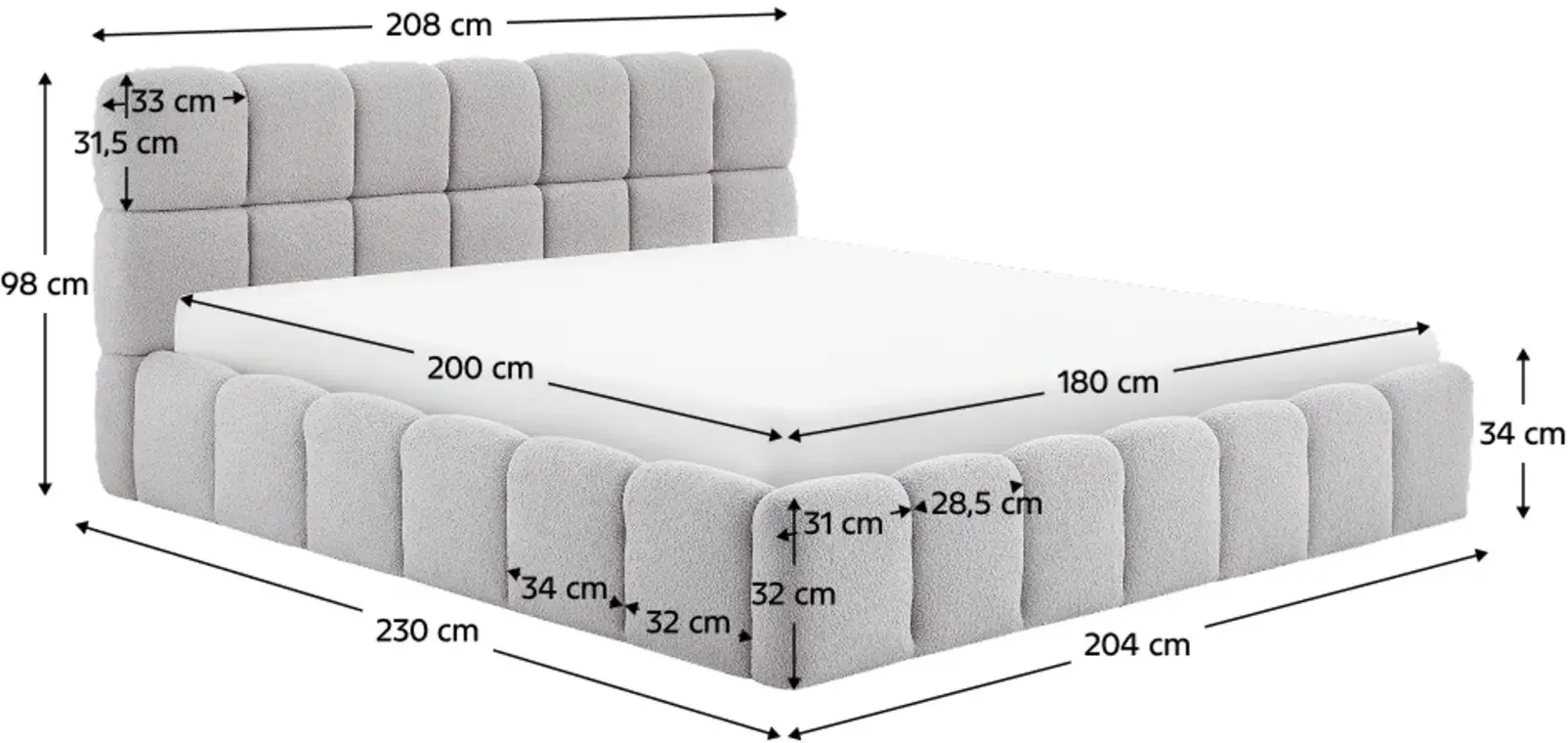 Кровать Tempo Kondela Sorela подъемный механизм 180x200 (Grey) - 5