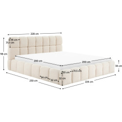 Кровать Tempo Kondela Sorela подъемный механизм 200x200 (Beige) Thumb